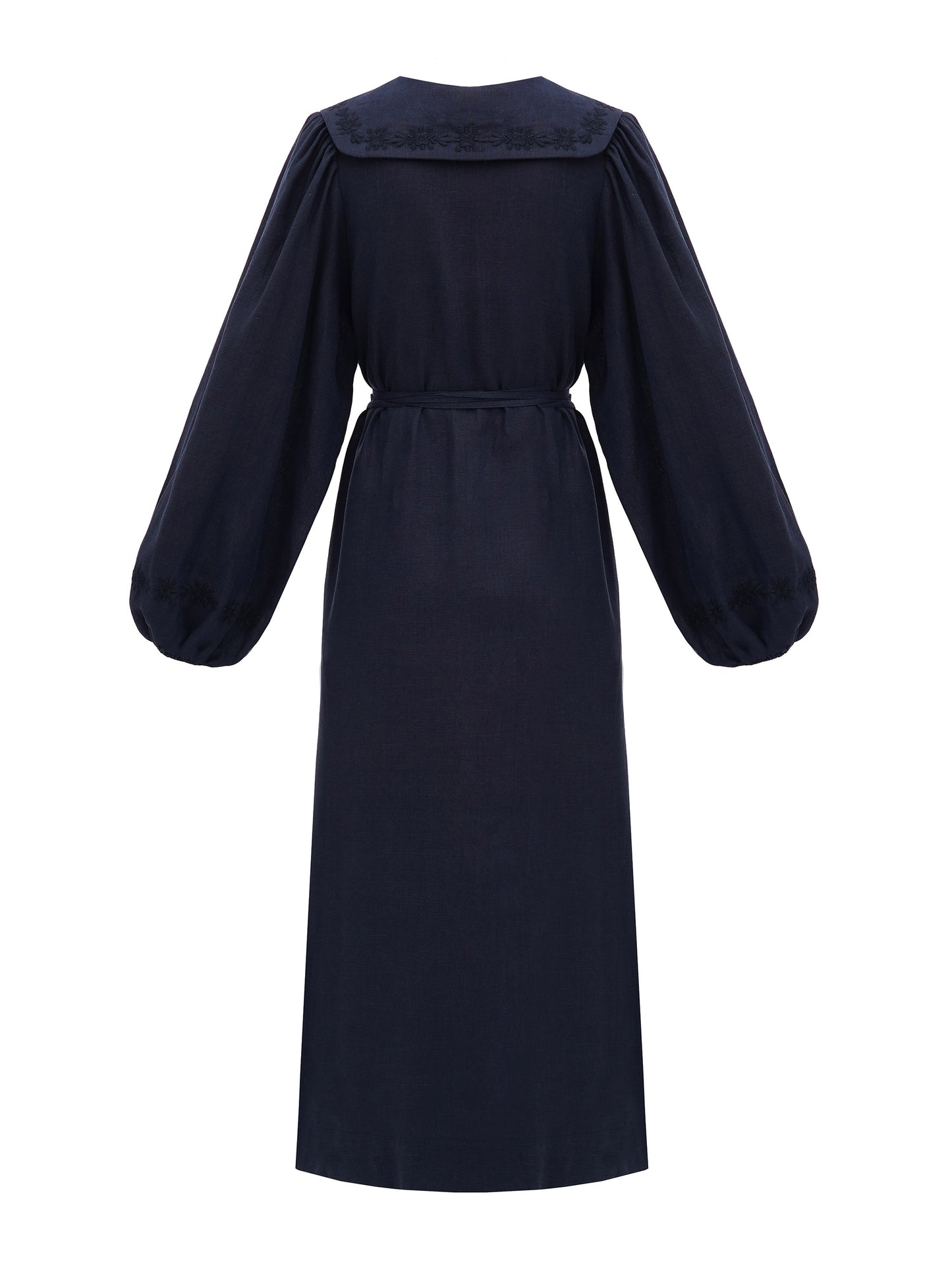 Linen dress with embroidery Pervotsvit Blue ETNODIM