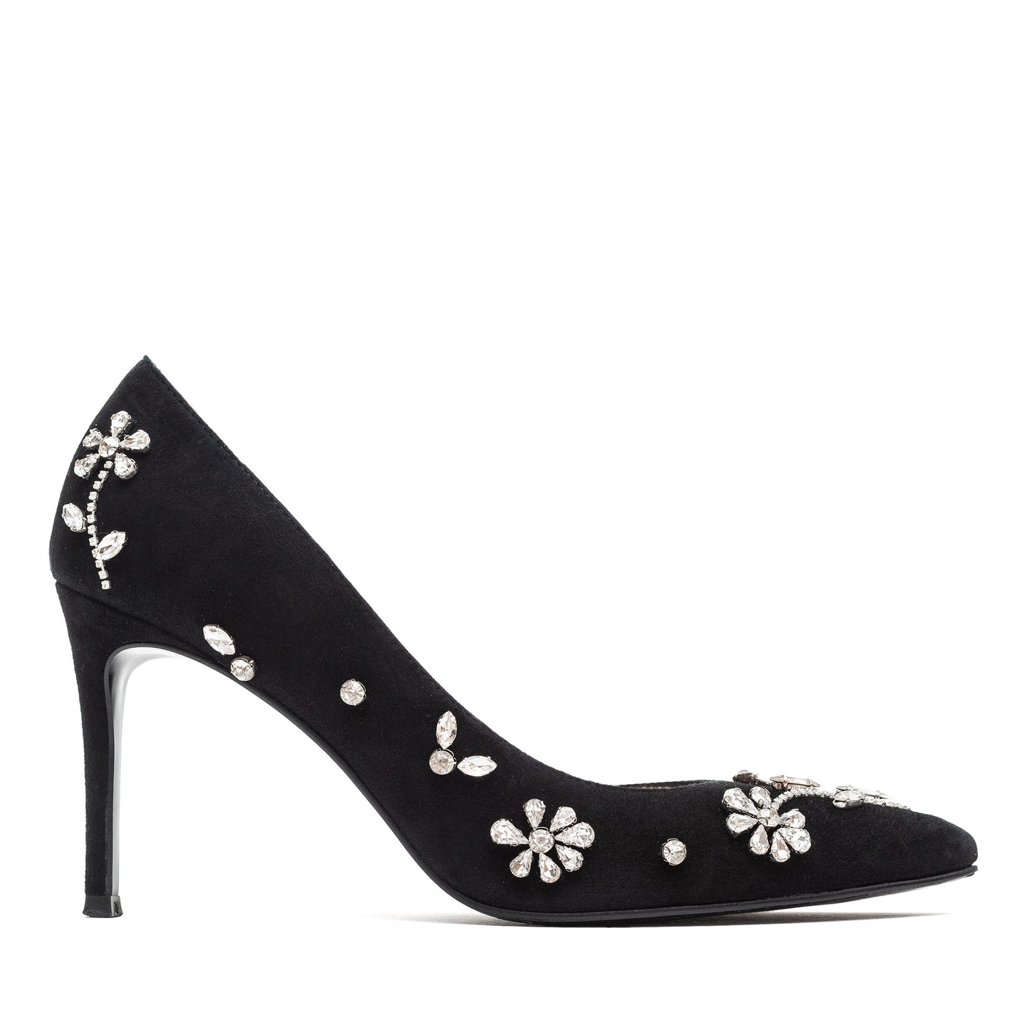 Adele black pumps with sewn-on crystals LOOKIE ATELIER