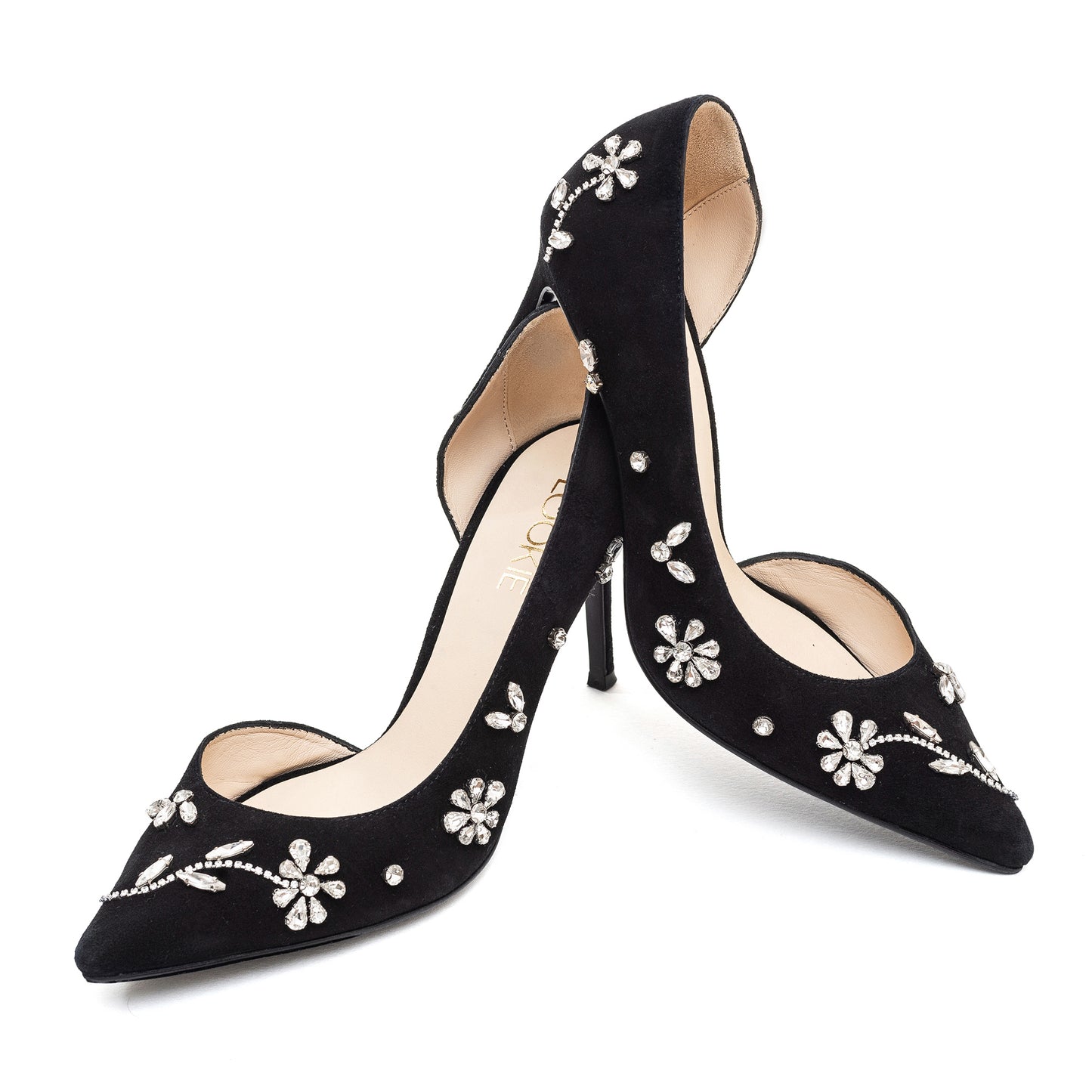 Adele black pumps with sewn-on crystals LOOKIE ATELIER