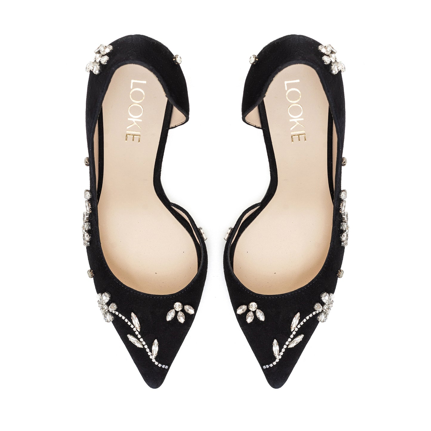 Adele black pumps with sewn-on crystals LOOKIE ATELIER