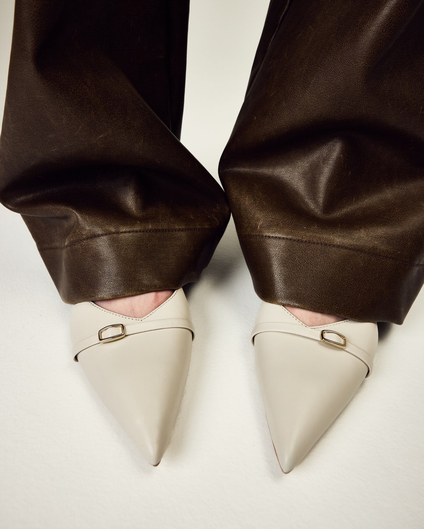 Alice milky ballet flats with a pointed toe LOOKIE ATELIER