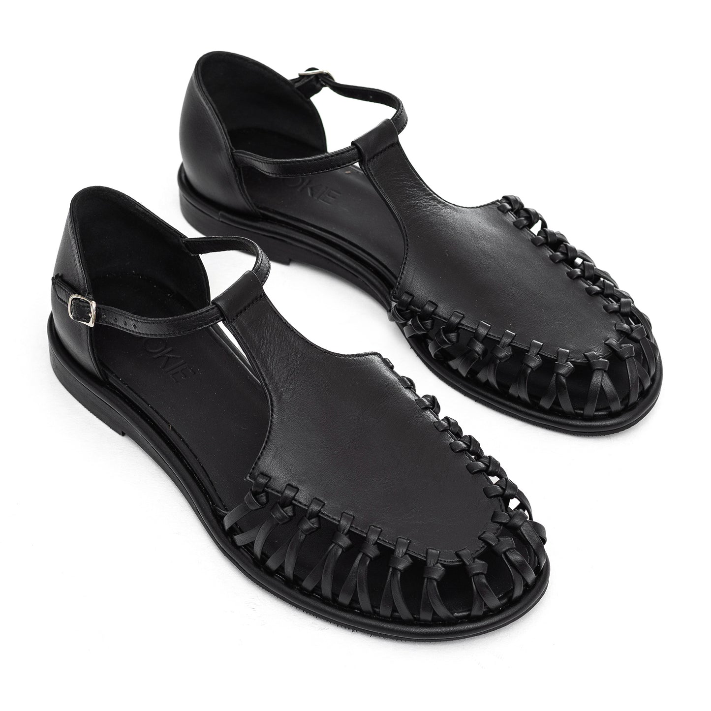 Anatomically shaped Fisherman black sandals LOOKIE ATELIER