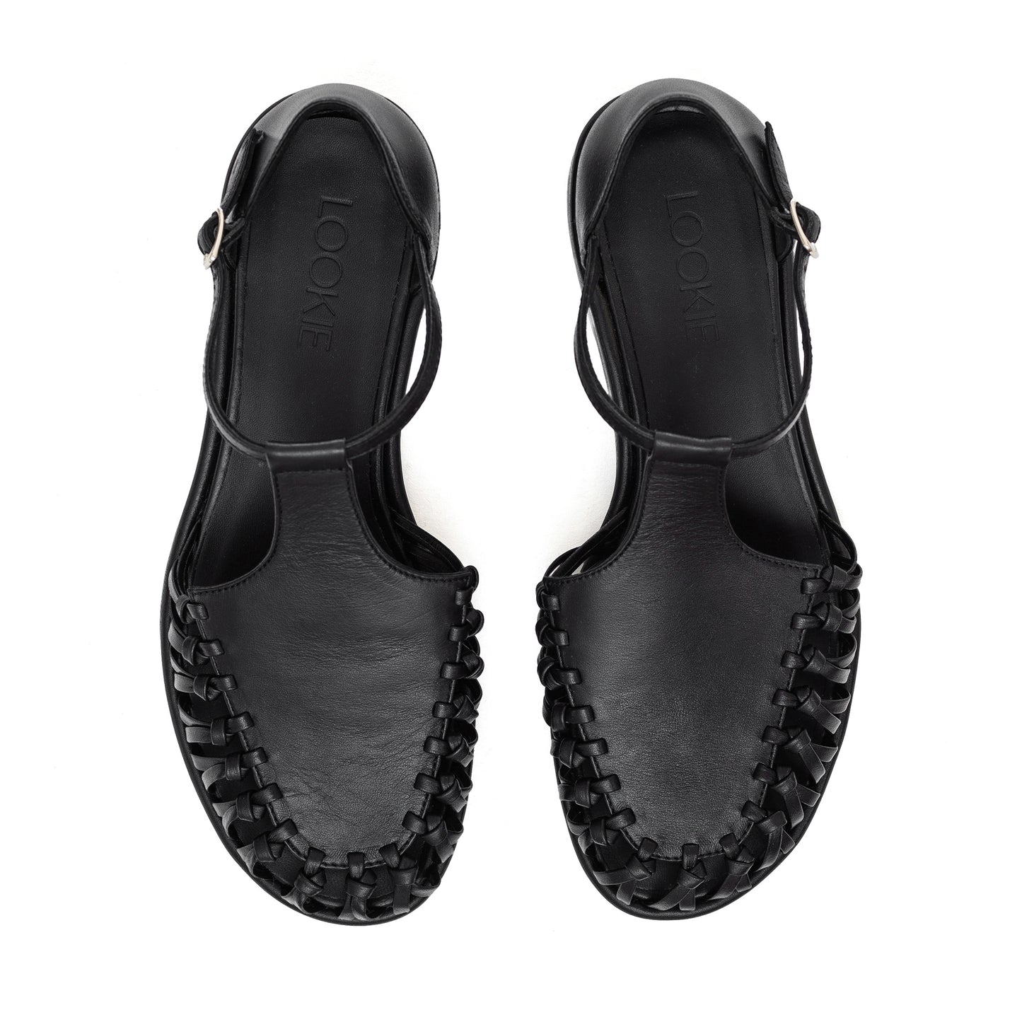Anatomically shaped Fisherman black sandals LOOKIE ATELIER