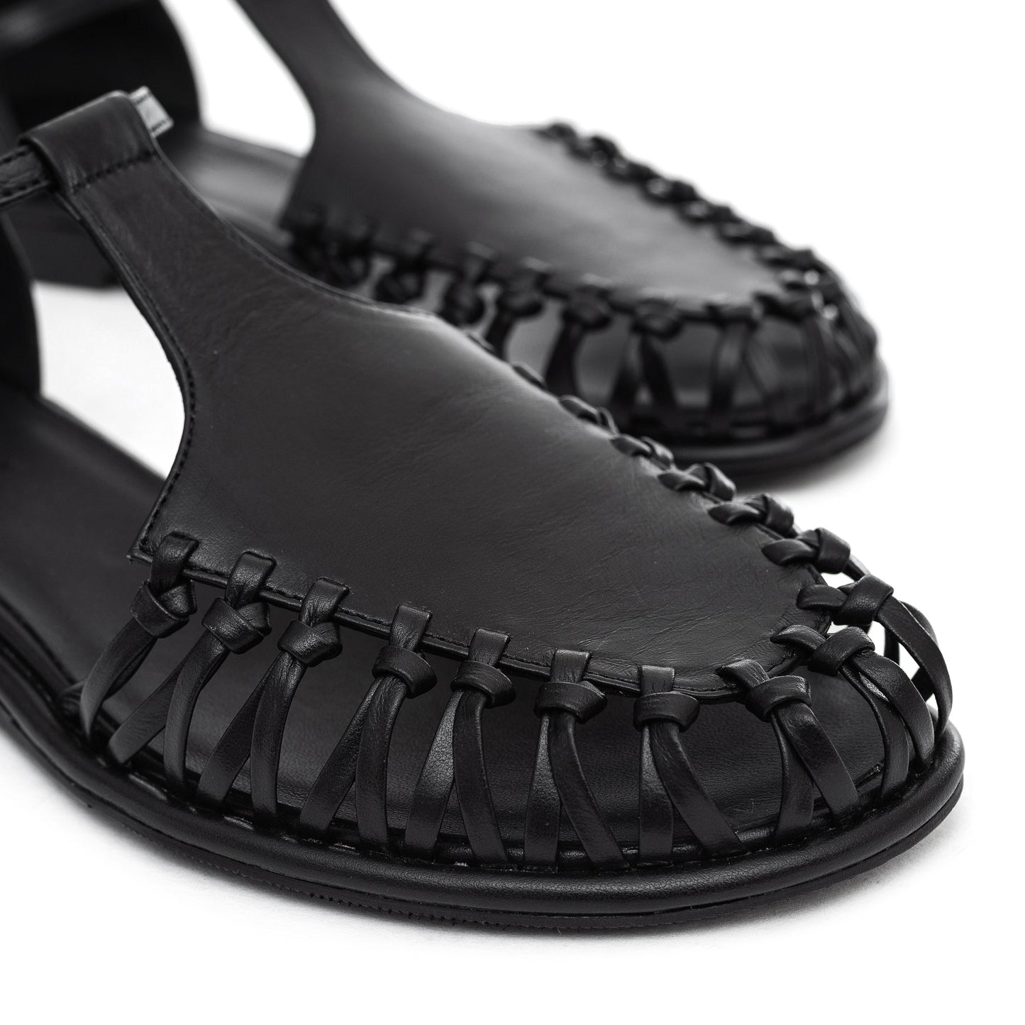 Anatomically shaped Fisherman black sandals LOOKIE ATELIER