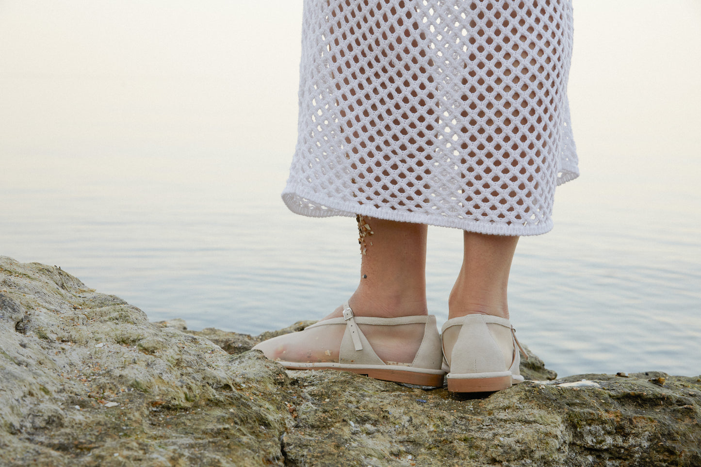 Anatomically shaped Nino beige mesh ballet flats LOOKIE ATELIER