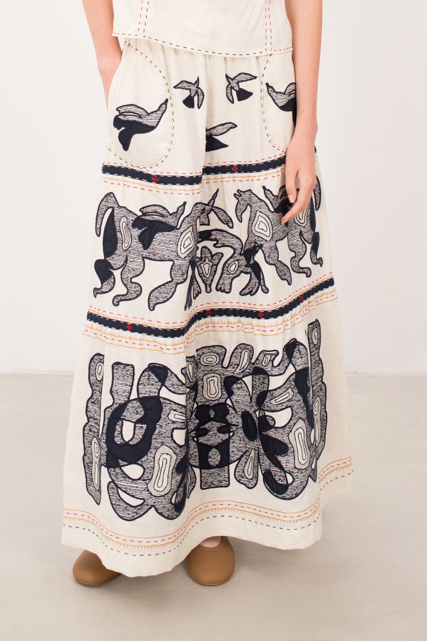 Animal Realm Long Skirt in Ivory My Sleeping Gypsy
