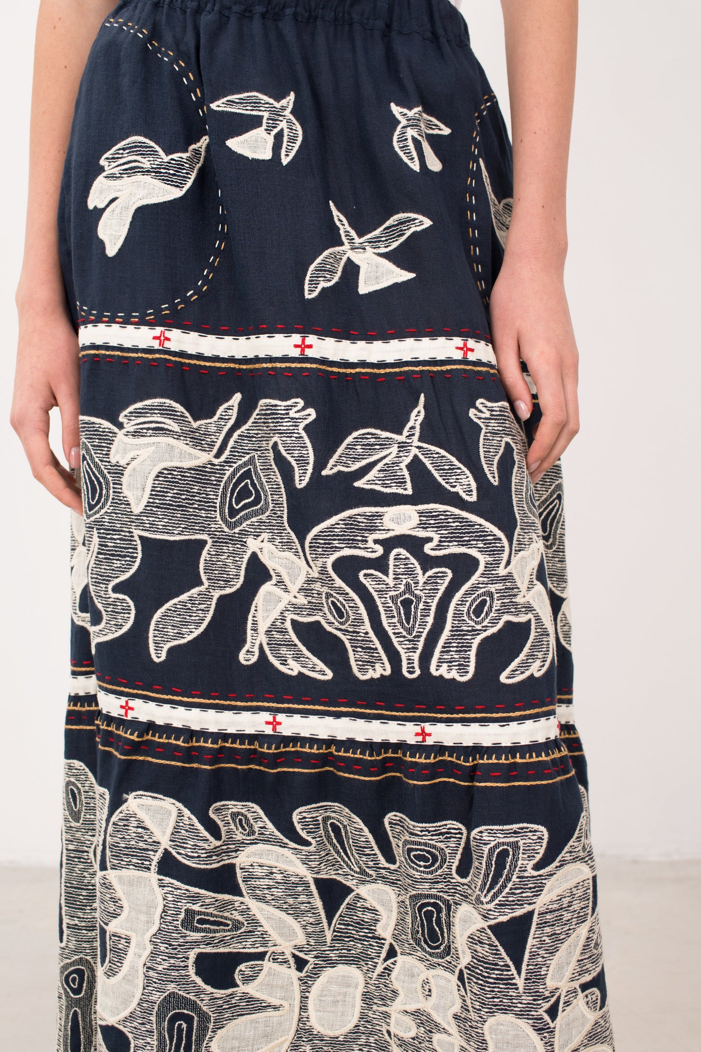 Animal Realm Long Skirt in Navy Blue My Sleeping Gypsy