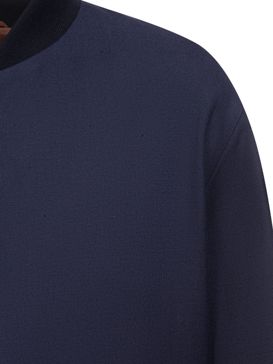 Blue Linen Bomber Jacket INDPOSHIV