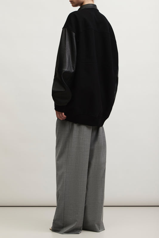 BOMBER LEATHER AND WOOL KATERINA KVIT