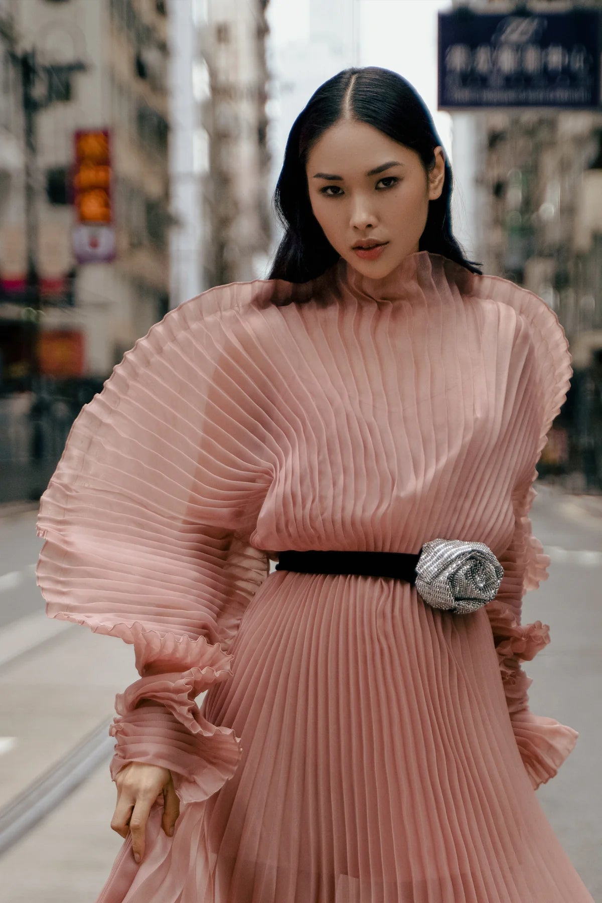 Alisha Pleated Caramel Dress J’AMEMME