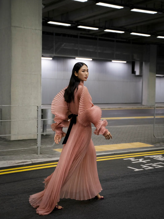 Alisha Pleated Caramel Dress J’AMEMME