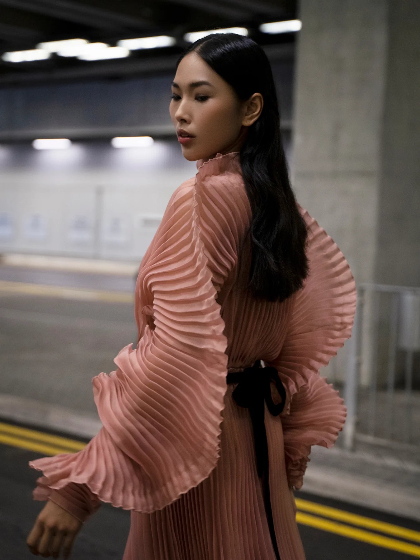 Alisha Pleated Caramel Dress J’AMEMME