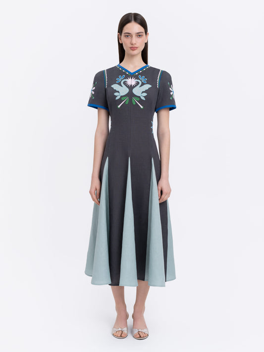 Linen short‑sleeve dress Lebidka ETNODIM