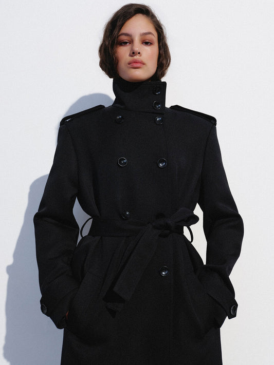 Black stand-collar coat NOVITSKA