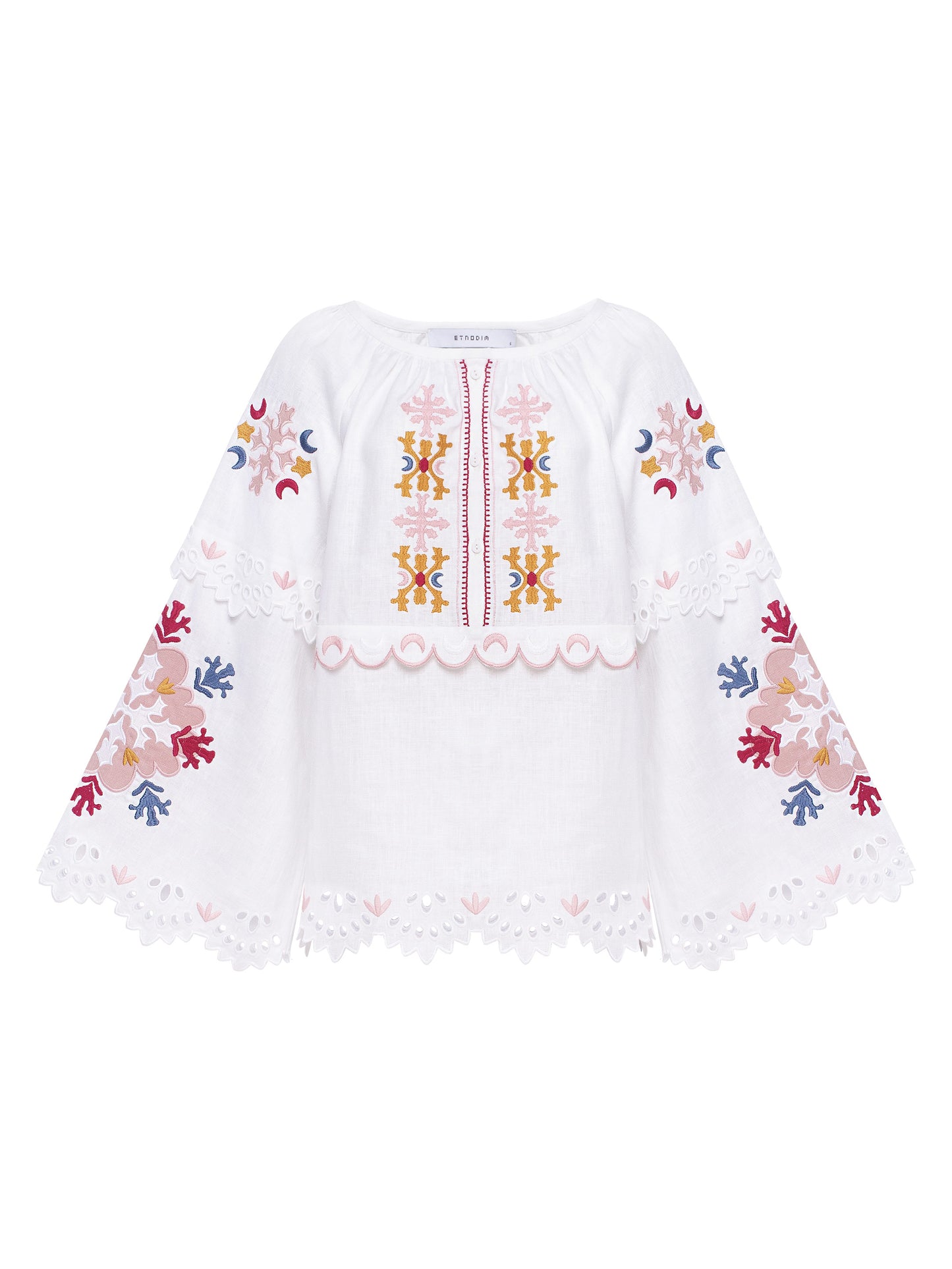 White embroidered linen blouse Horytsvit ETNODIM