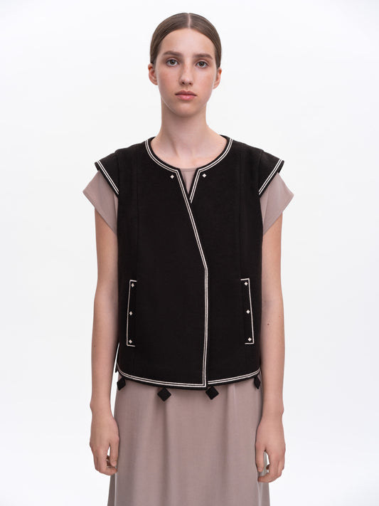 Dark brown embroidered vest Kibchyk ETNODIM