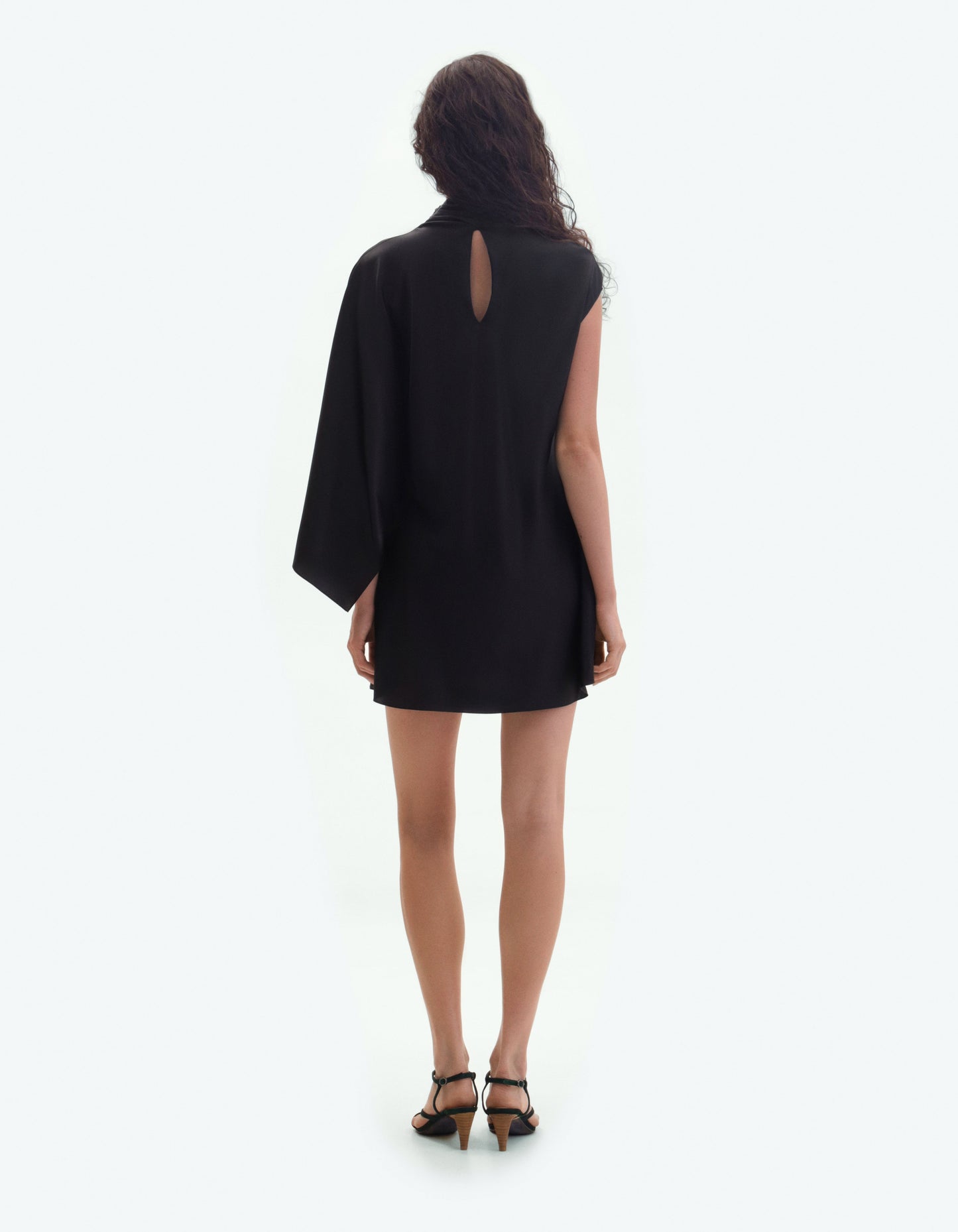 Black silk mini dress with geometric sleev ELENA REVA