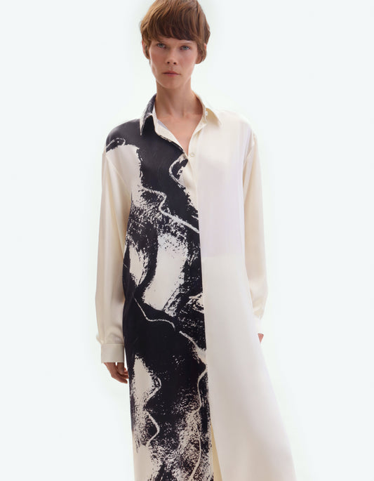 Silk midi dress in floral print ELENA REVA
