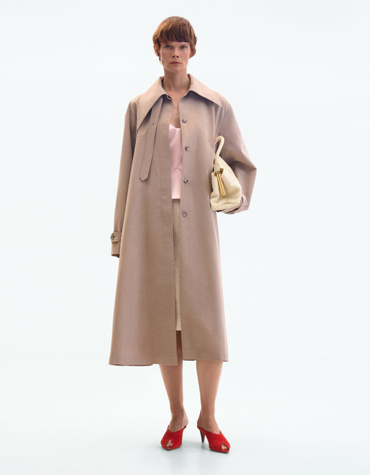 Oversized taupe trench coat ELENA REVA