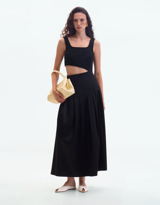 Black midi dress with cutout ELENA REVA