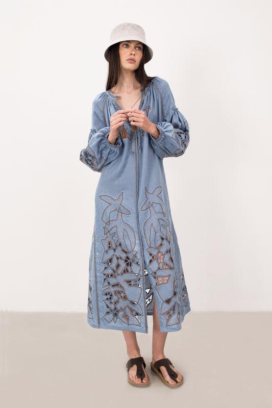 Flying Home midi Dress in Blue My Sleeping Gypsy
