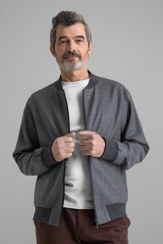Grey Bomber Jacket INDPOSHIV