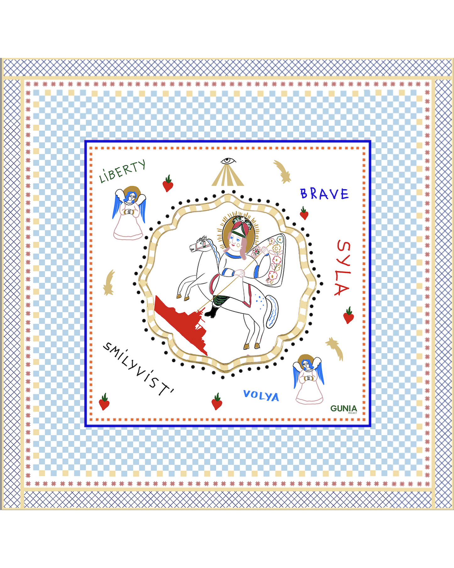 Silk headscarf with St George GUNIA PROJECT