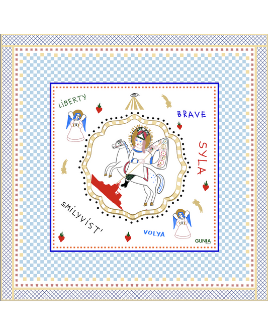 Silk headscarf with St George GUNIA PROJECT