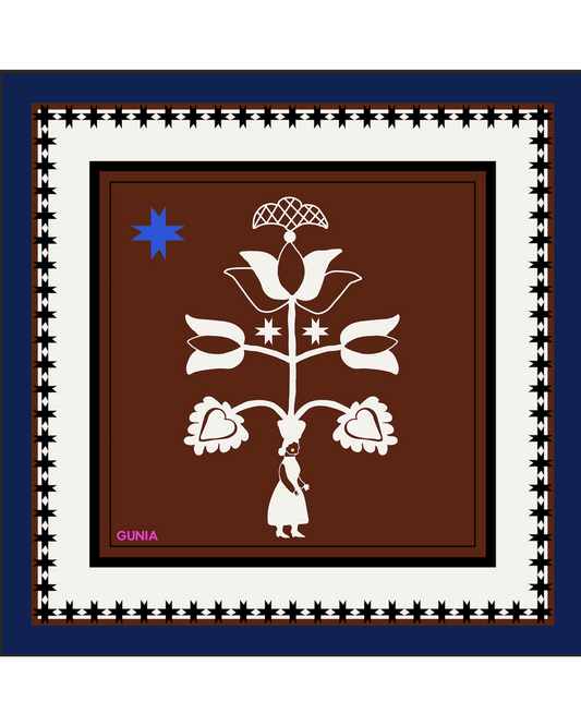 Silk headscarf with the girl GUNIA PROJECT