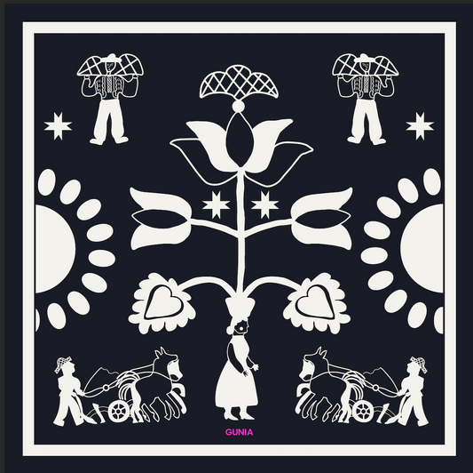 Silk headscarf with the girl GUNIA PROJECT