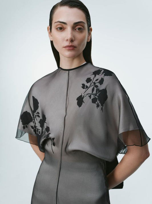 Floral print silk midi dress ELENA REVA