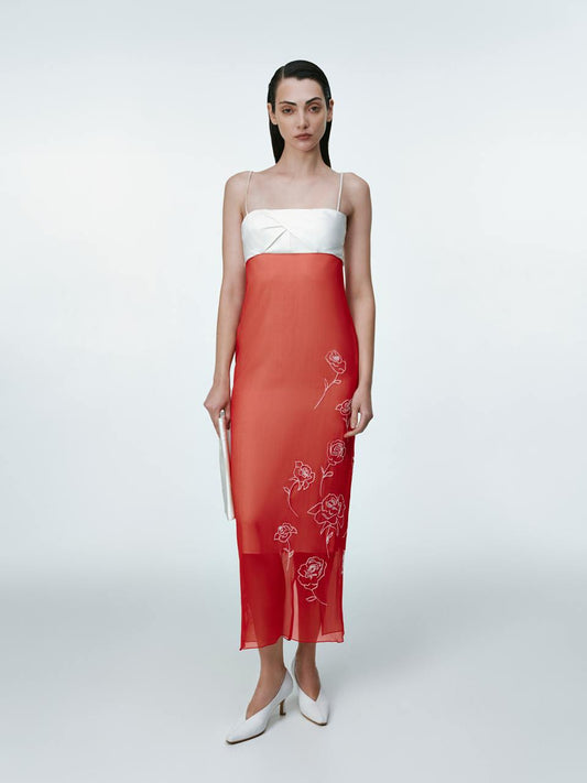 Red chiffon dress ELENA REVA