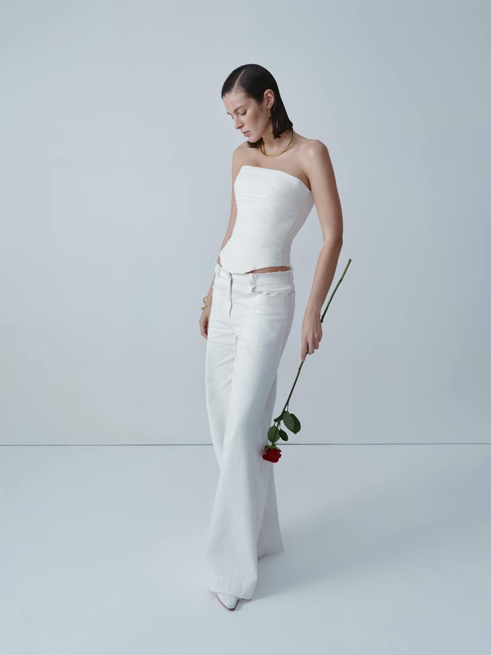 Ivory wide-leg jeans ELENA REVA
