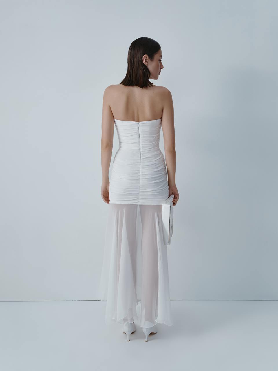 Ivory chiffon midi dress ELENA REVA