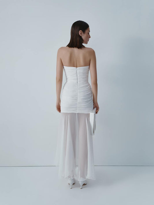 Ivory chiffon midi dress ELENA REVA