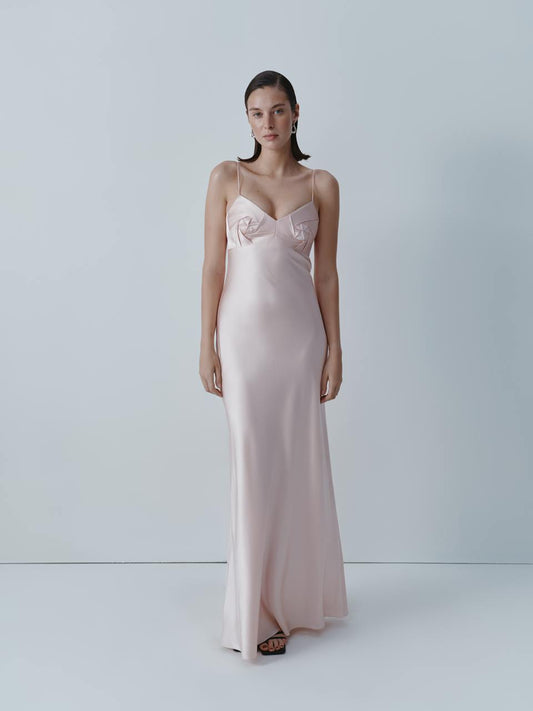 Dusky pink silk origami dress ELENA REVA