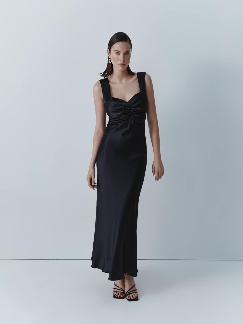 Black silk midi dress with open back ELENA REVA