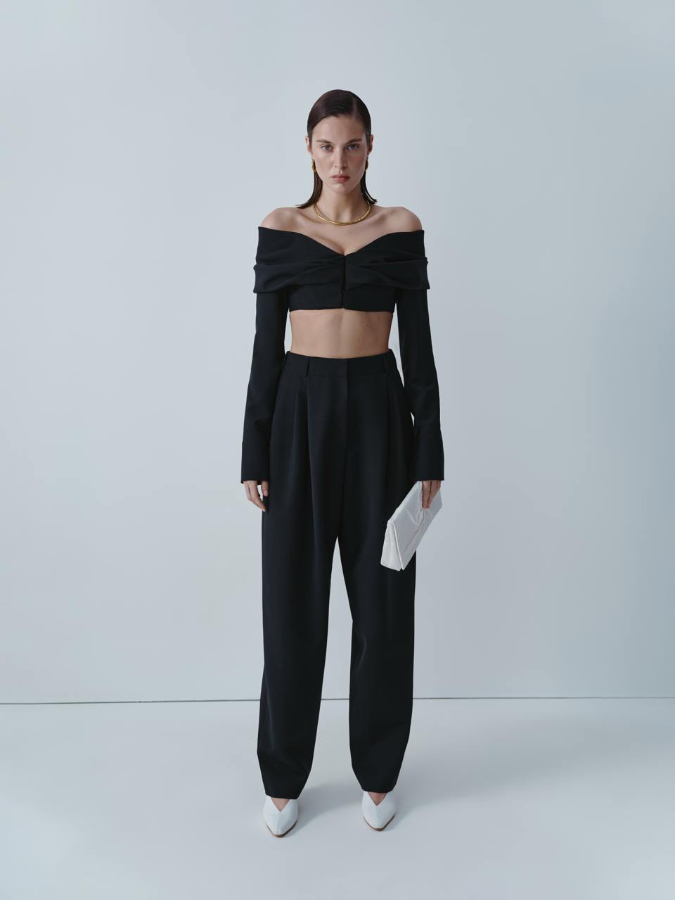 Oversize black wool trousers ELENA REVA