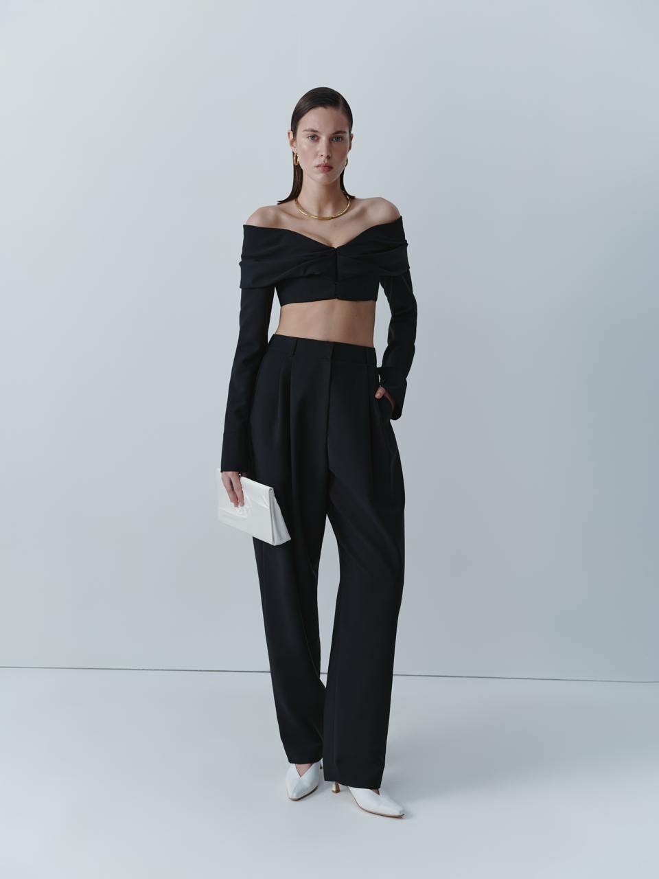 Oversize black wool trousers ELENA REVA