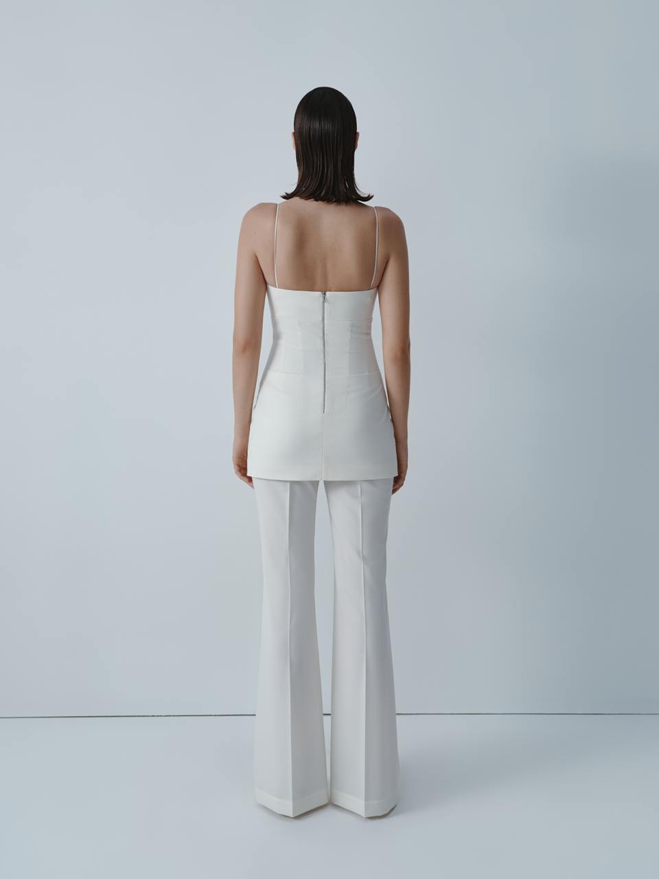Ivory wool flared trosers ELENA REVA