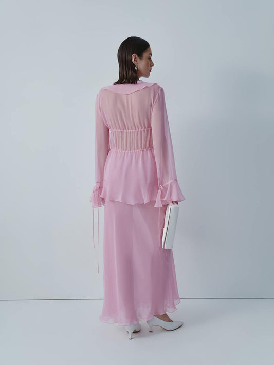 Candy pink chiffon maxi skirt ELENA REVA