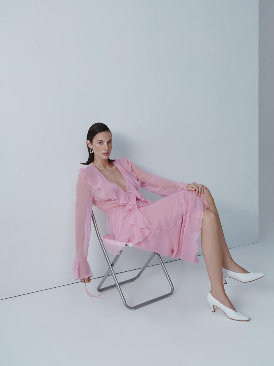 Candy pink chiffon maxi skirt ELENA REVA