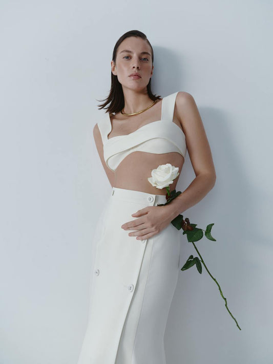 Ivory wool mini top ELENA REVA