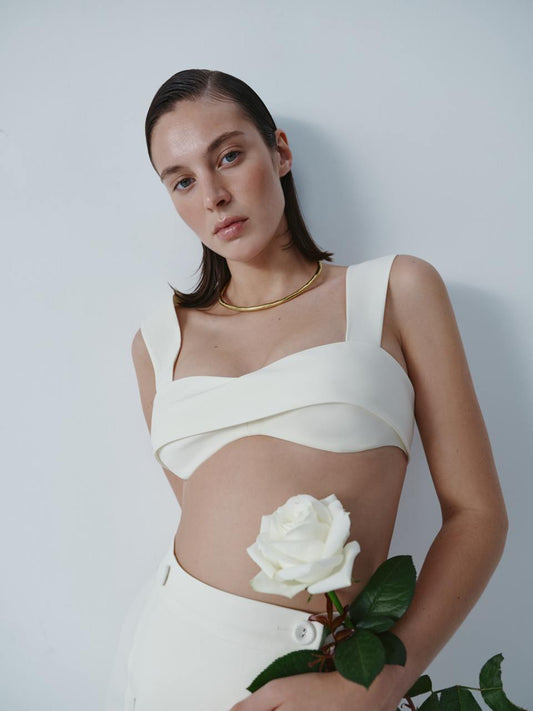 Ivory wool mini top ELENA REVA