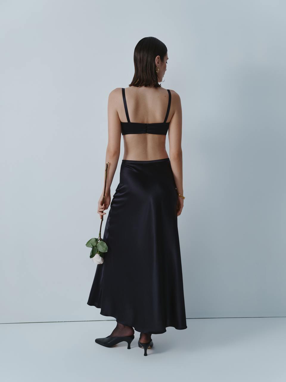 Black silk midi skirt ELENA REVA