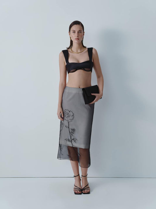 Black silk mini top ELENA REVA