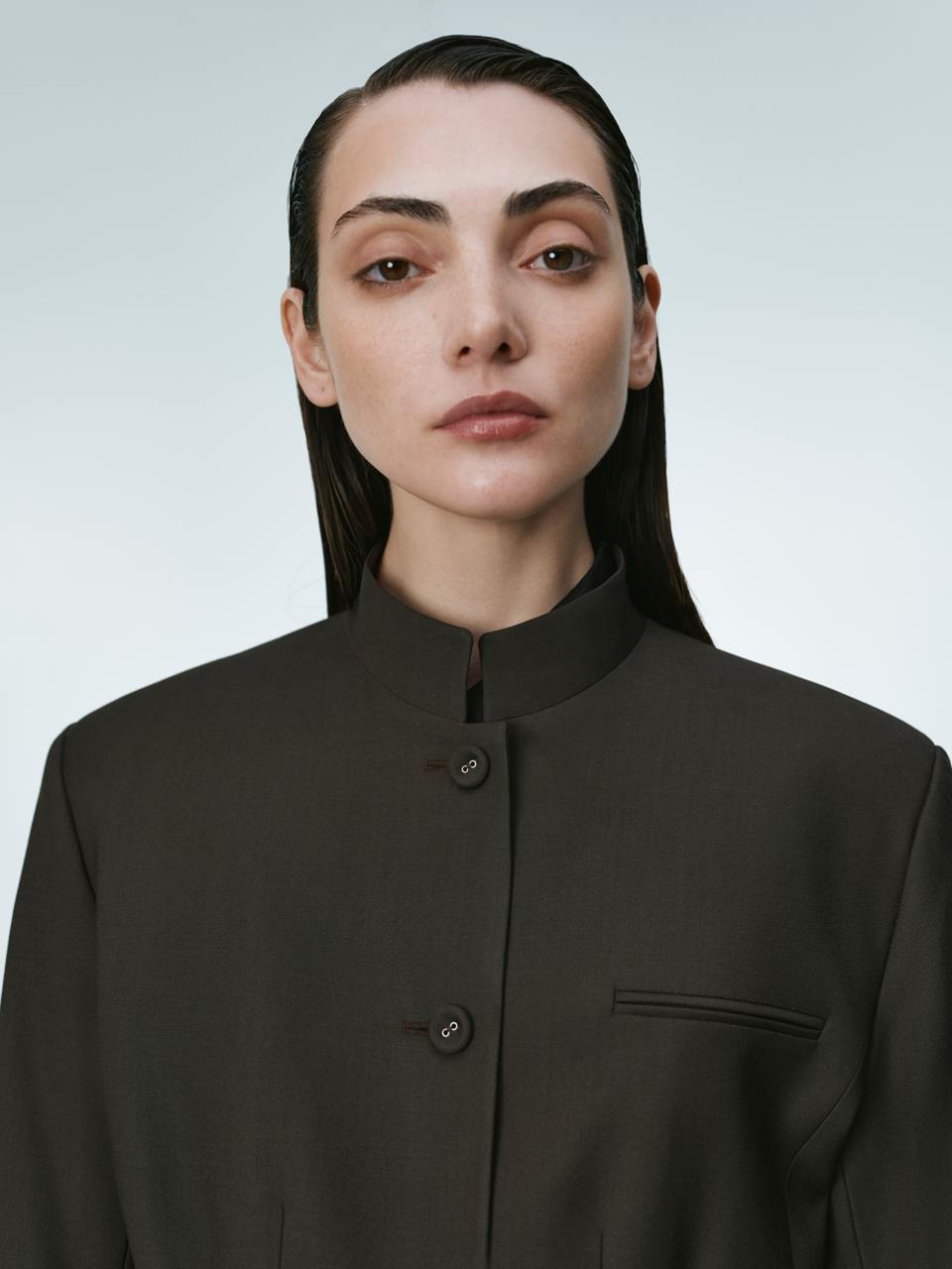 Brown fitted wool blazer ELENA REVA