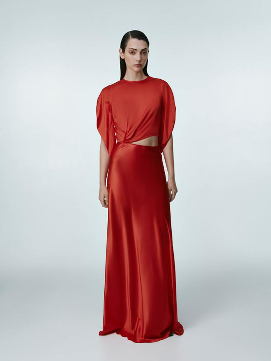 Red silk maxi dress ELENA REVA