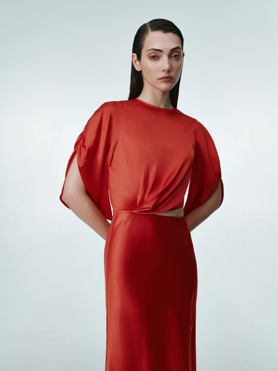 Red silk maxi dress ELENA REVA