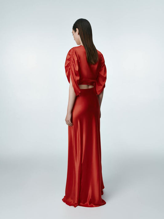 Red silk maxi dress ELENA REVA